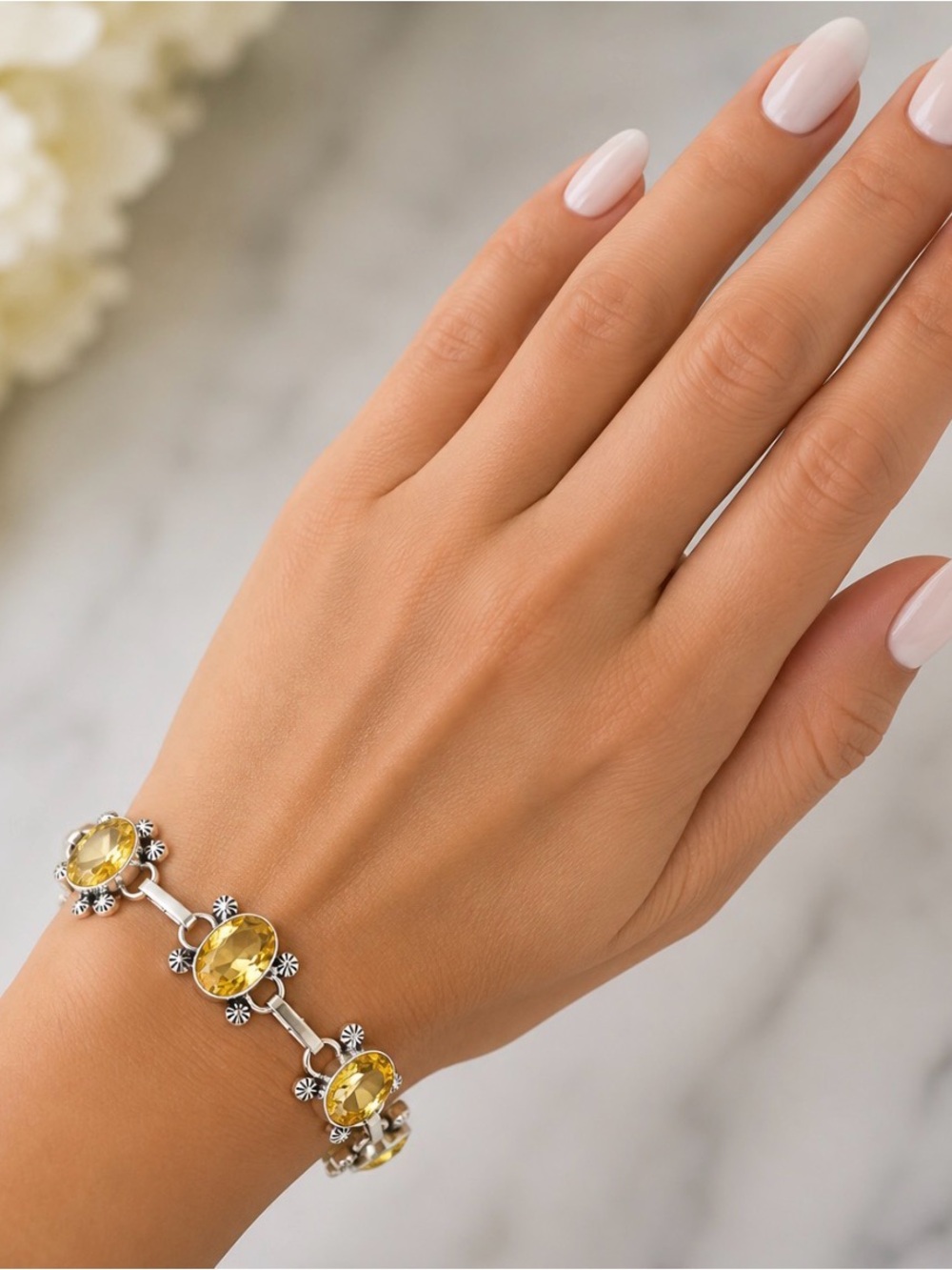 Yellow Quartz Gemstone Bracelet
